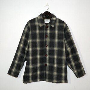 Vintage Shadow Plaid U-Right United Trends Wool Blend Pattern Lined Jacket L-XL